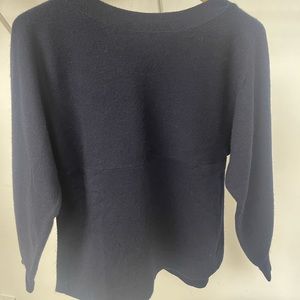 Vince Side Slit Wool & Cashmere Blend Navy Blue Pullover Sweater